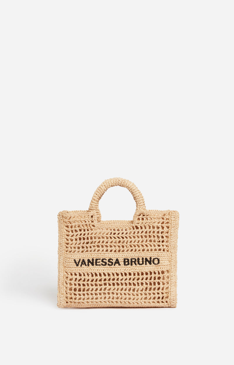 VANESSA BRUNO <br> Sac Petit panier en Raphia <br> Beige