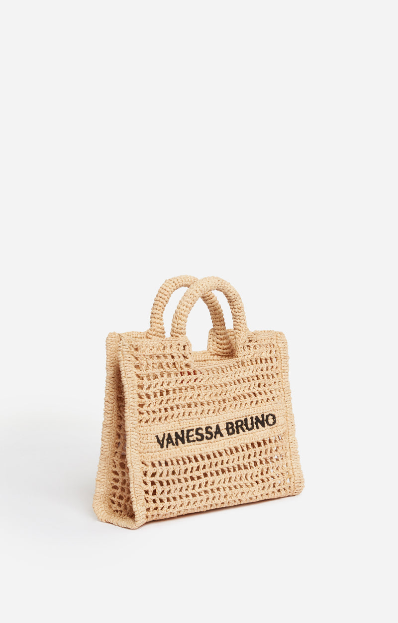 VANESSA BRUNO <br> Sac Petit panier en Raphia <br> Beige