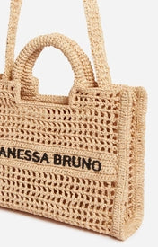 VANESSA BRUNO <br> Sac Petit panier en Raphia <br> Beige