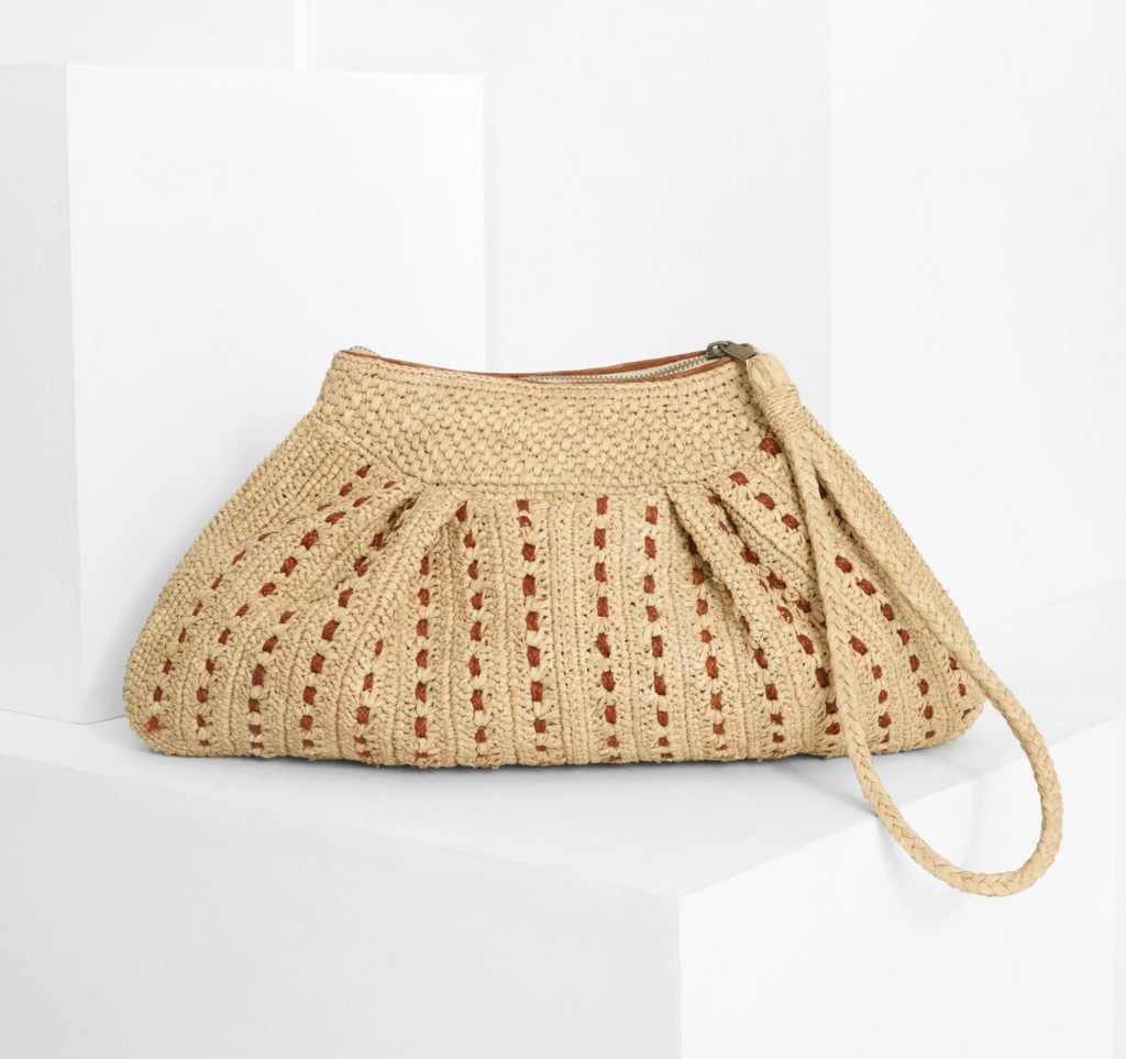 IBELIV <br> Pochette Mezzo <br> Raphia Tea