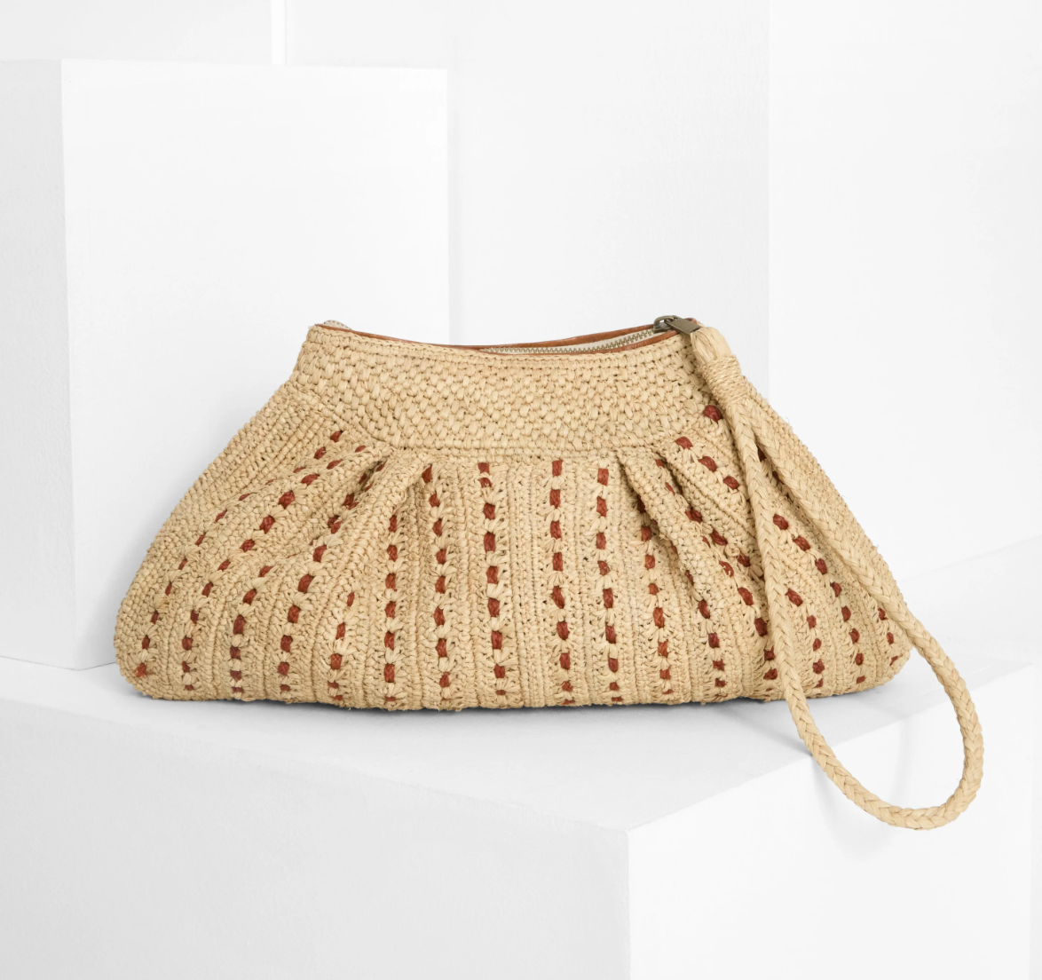 IBELIV <br> Pochette Mezzo <br> Raphia Tea