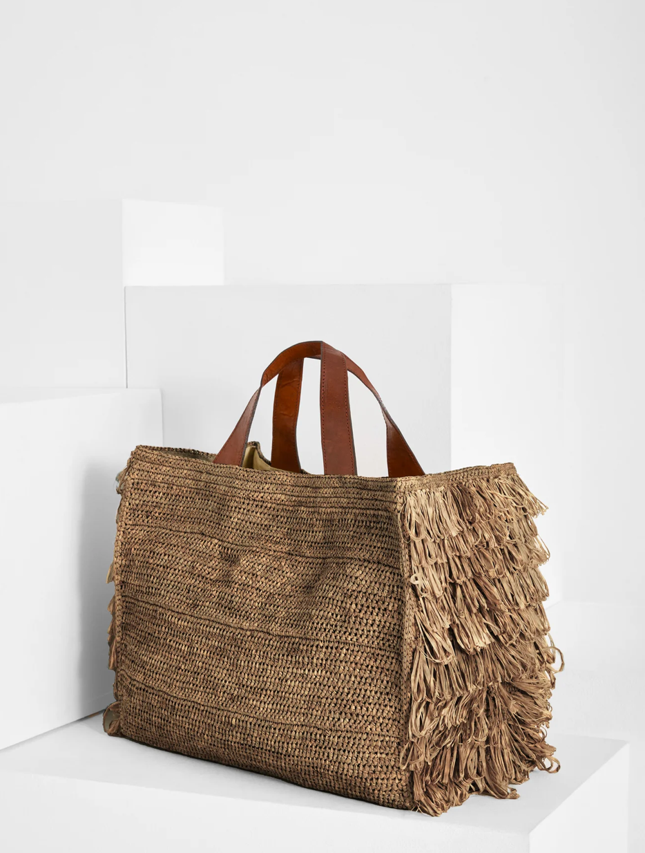IBELIV <br> Sac Cabas Onja <br> Raphia Black Tea