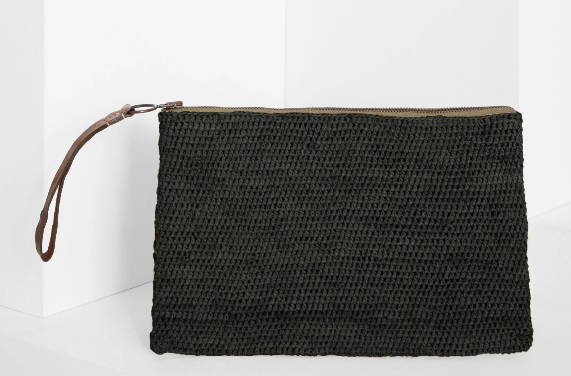 IBELIV <br> Pochette Ampy <br> Raphia Noir