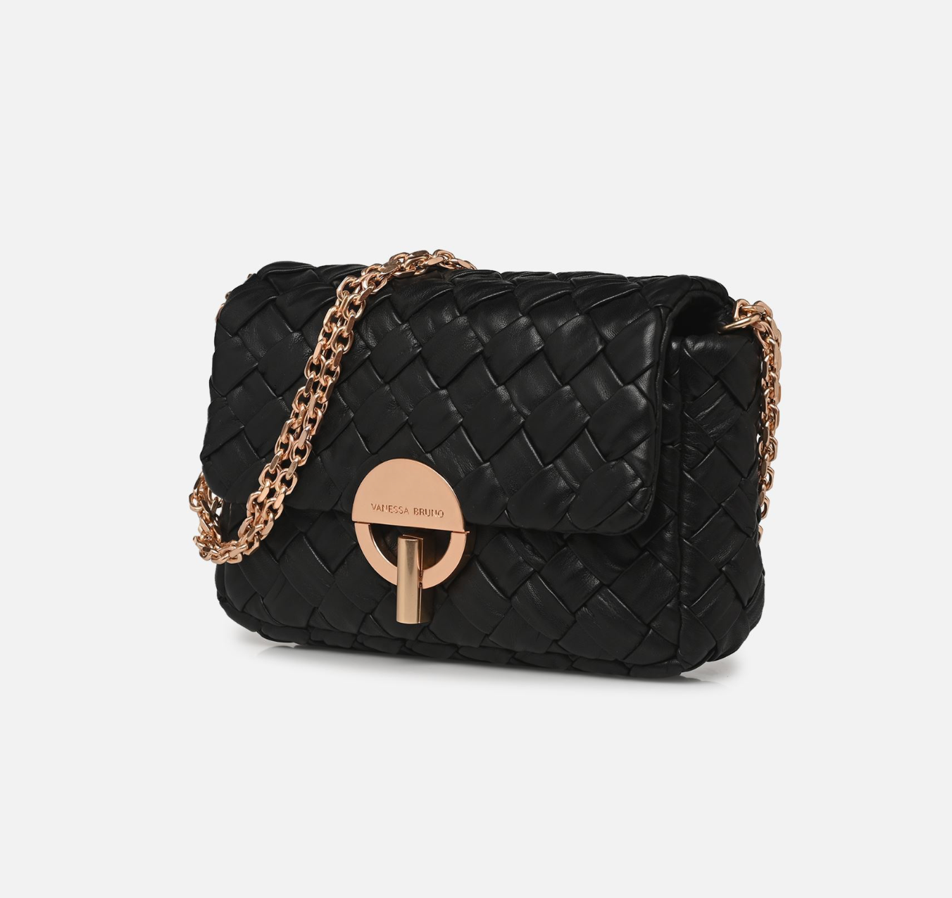VENESSA BRUNO <br> Sac moon <br> Tressé Noir