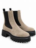Hogan bottines femme beige en velours à semelle crantée - vue de trois quarts