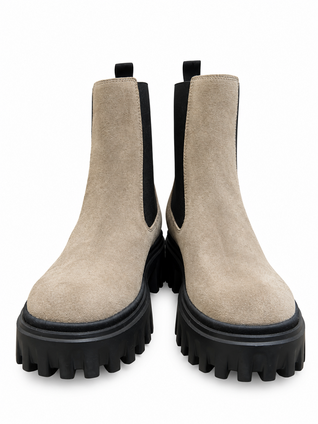 Hogan bottines femme beige en velours à semelle crantée - vue de face