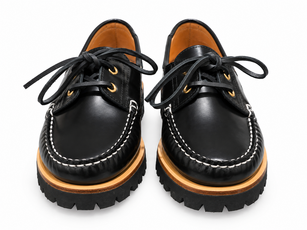SESA Oakland S Licorice mocassins bateau noirs vue de face