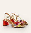 CHIE MIHARA <br> Sandale Rycuse <br> Cuire Doré & Rouge