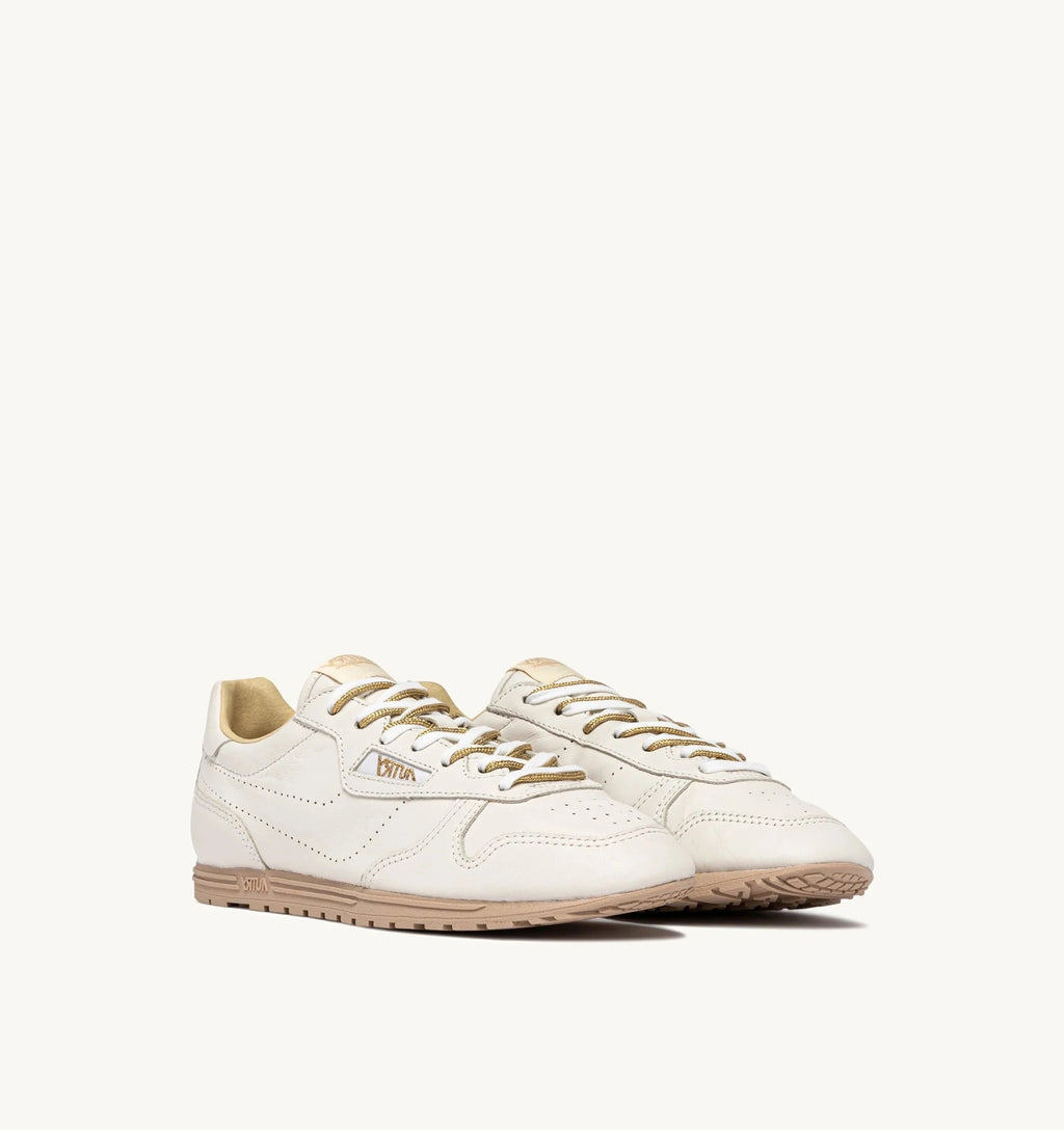 AUTRY <br> Baskets Windspin <br> Cuire Nappa Blanc et Or