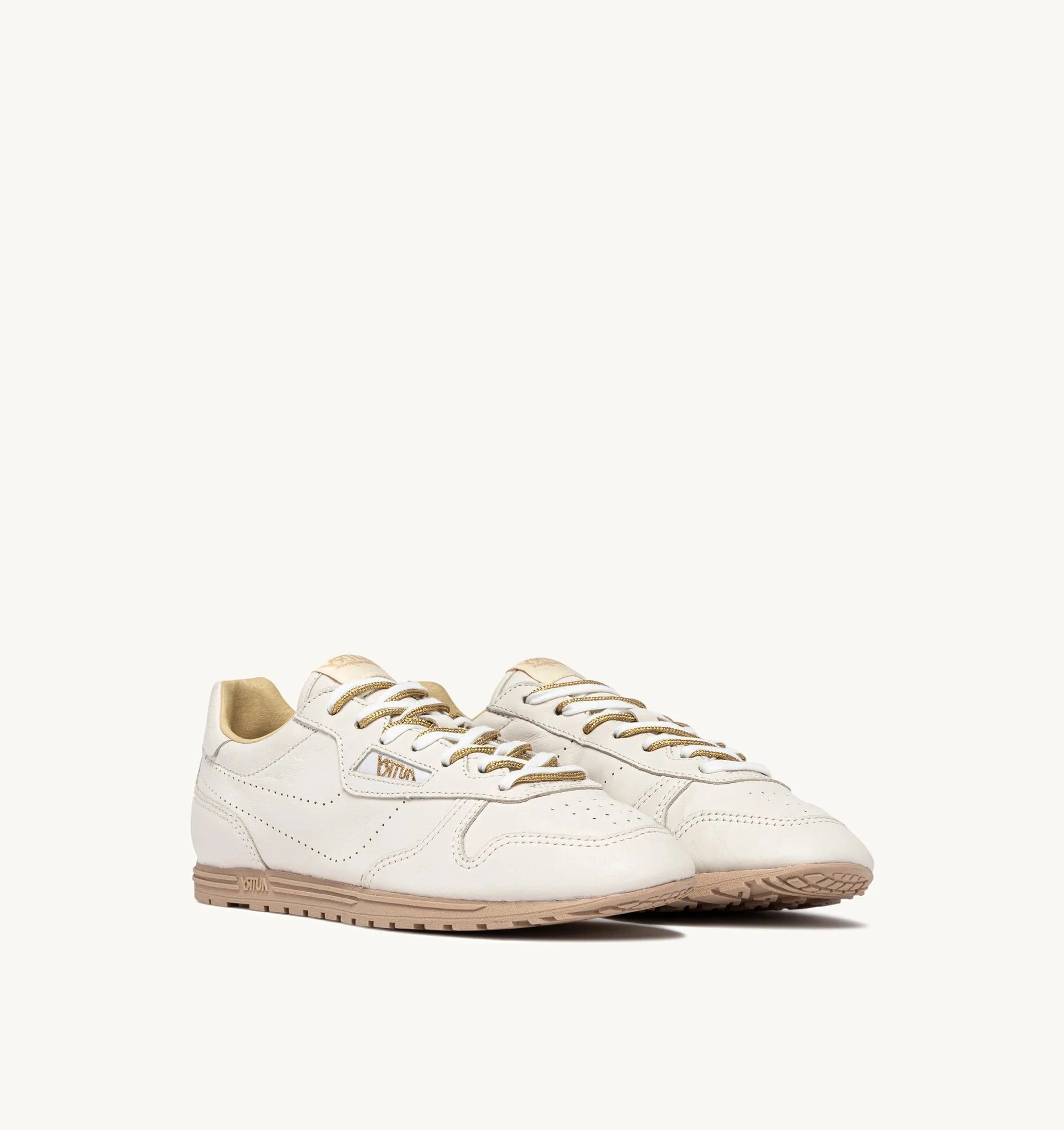 AUTRY <br> Baskets Windspin <br> Cuire Nappa Blanc et Or
